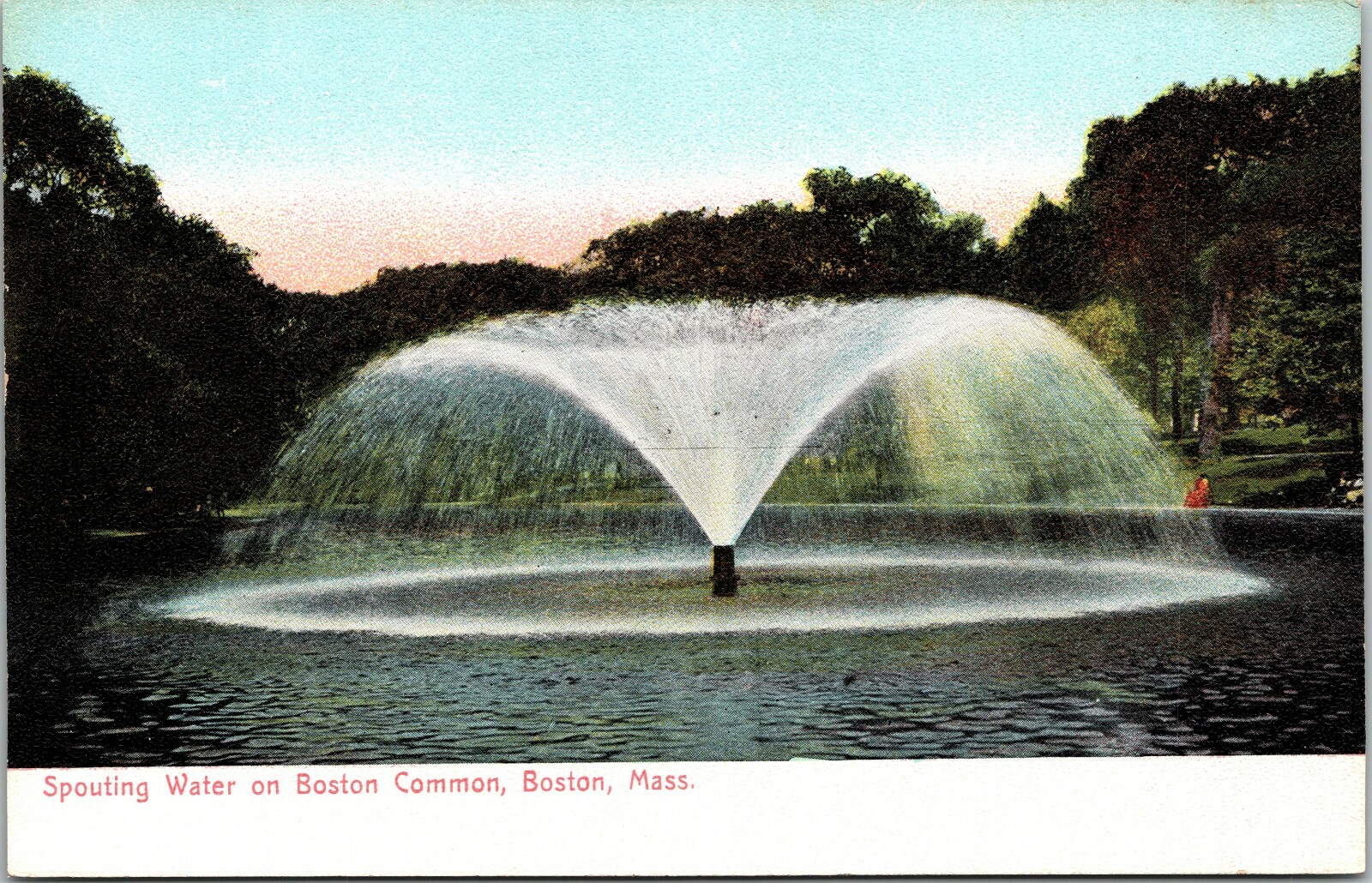 Boston Common Spouting Water Lake Vintage Postcard Massachusetts