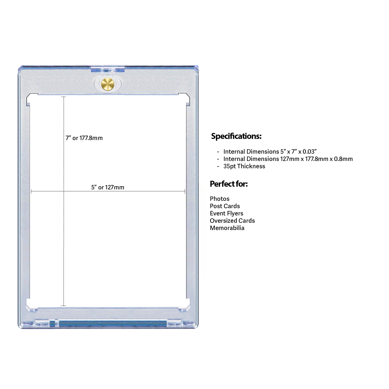 CF Magnetic Card Holder One Touch – 5″ x 7″ Sports 5×7 Post Card Photo Holder