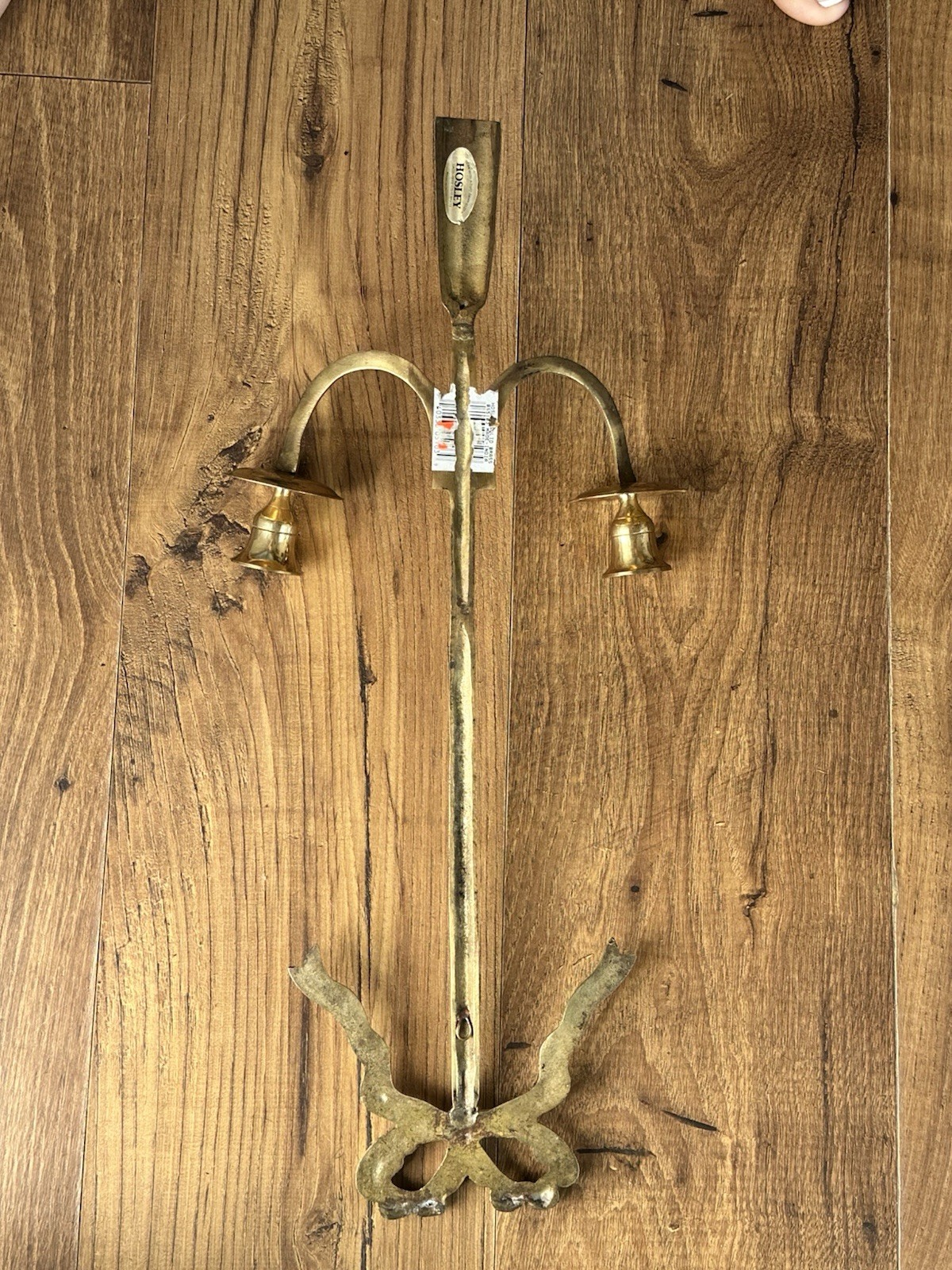 Vintage Brass Ribbon Double Armed Wall Sconce India