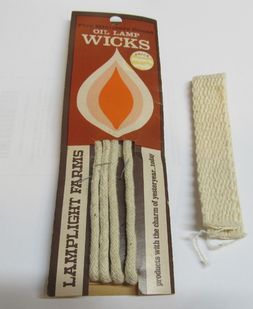 Set of Vintage NOS Oil Lamp Wicks 4 miniature Round Wick One 3/4″ Flat