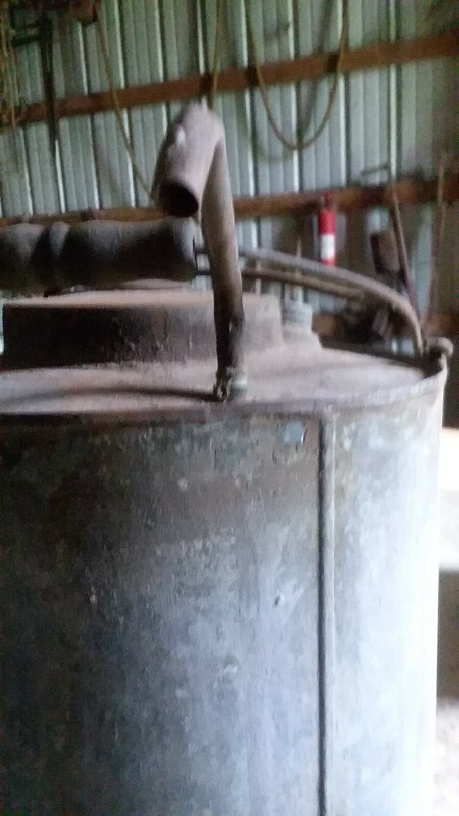 vintage old iron side oil bucket with oil pump 125 galvanized
