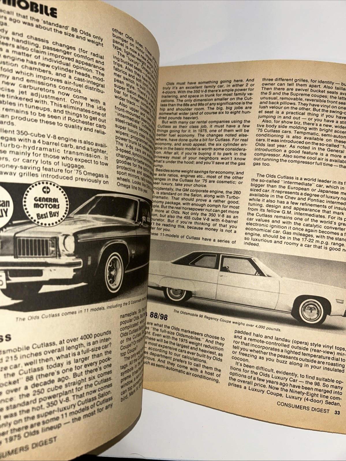 1975 Autos Buyer Guide Magazine, Consumers Digest Vintage Car Magazine