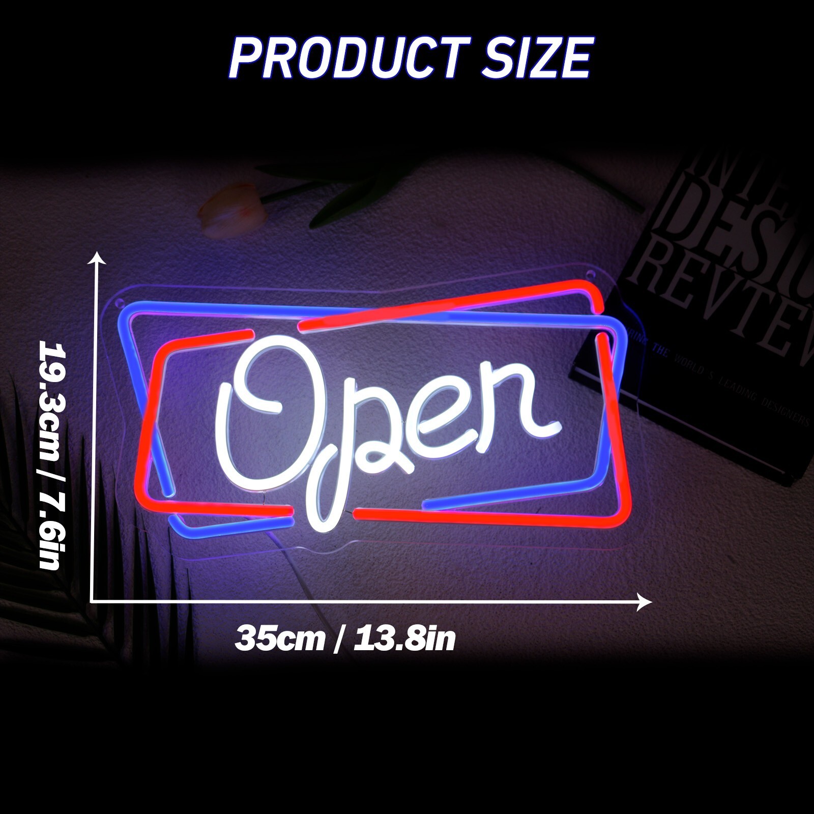 Dimmable Open Neon Sign USB Neon Light Stylish Decor for Bars, Restaurants