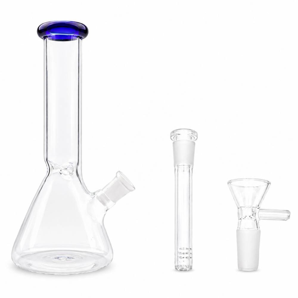 10 inch Heavy Glass Bong Water Pipe Smoking Bong Beaker + 14mm Bowl Hookah Blue