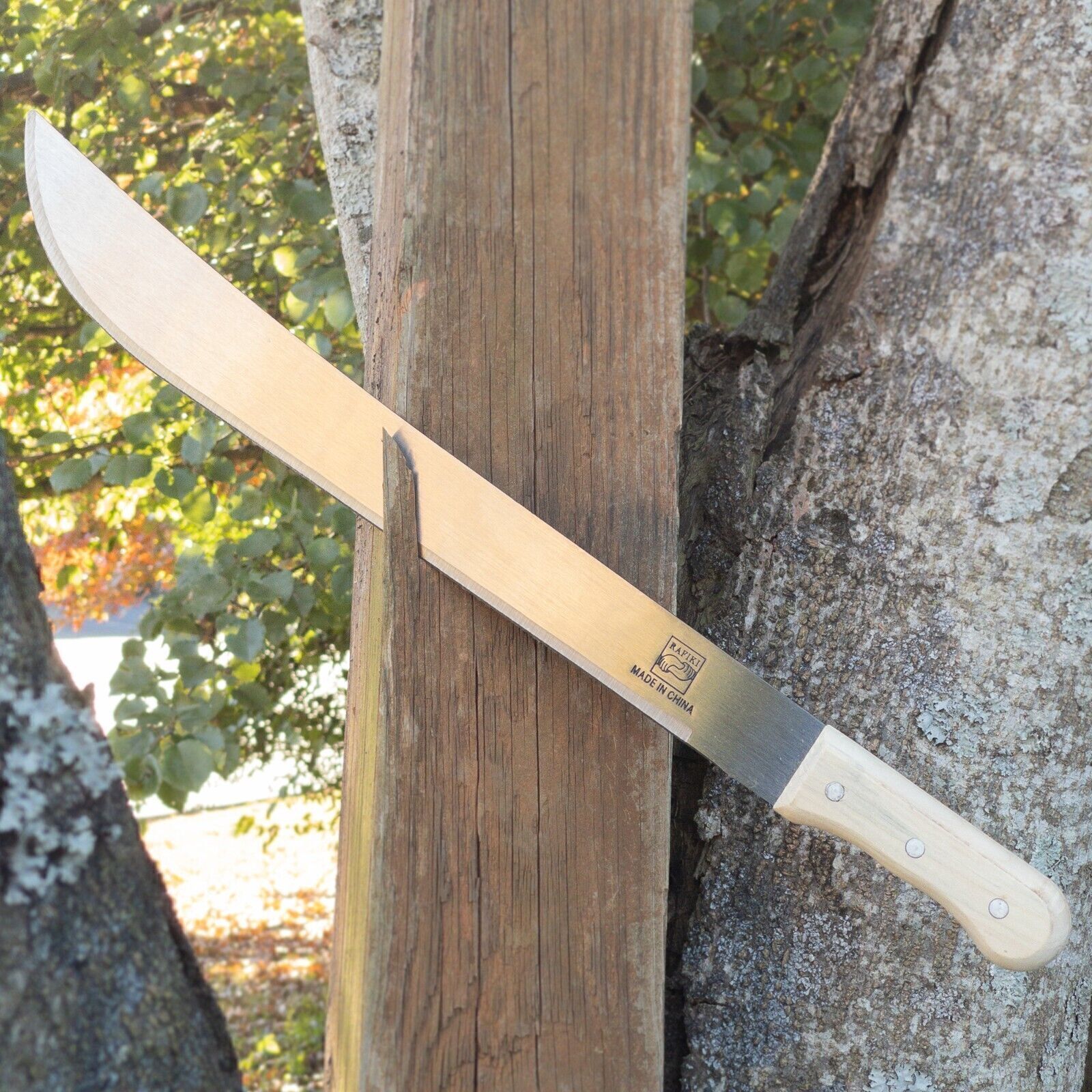 HIGH CARBON STEEL BUSH STYLE OUTDOOR MACHETE KNIFE FUL TANG |19″ BLADE YARD TOOL