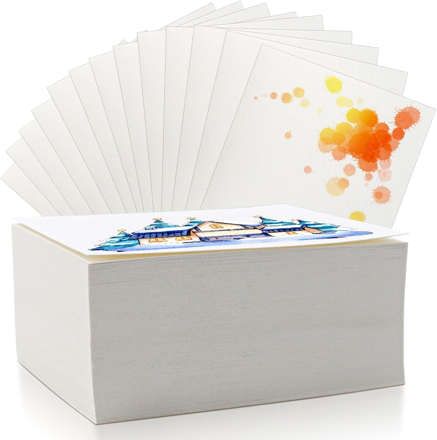 120Pcs 100% Rag Cotton White Watercolor Paper 160lb Cold Press Paper Bulk Waterc