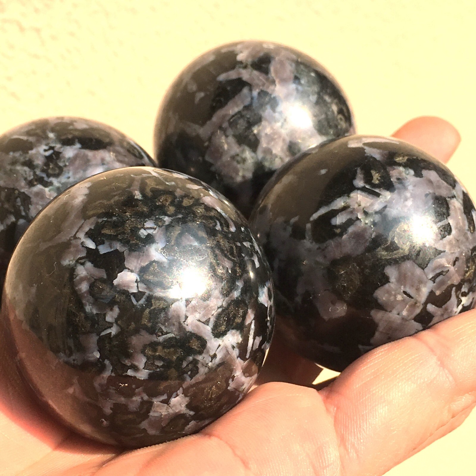 1pc Large Mystic Merlinite Indigo Gabbro Sphere Crystal Ball Chakra Healing Orb