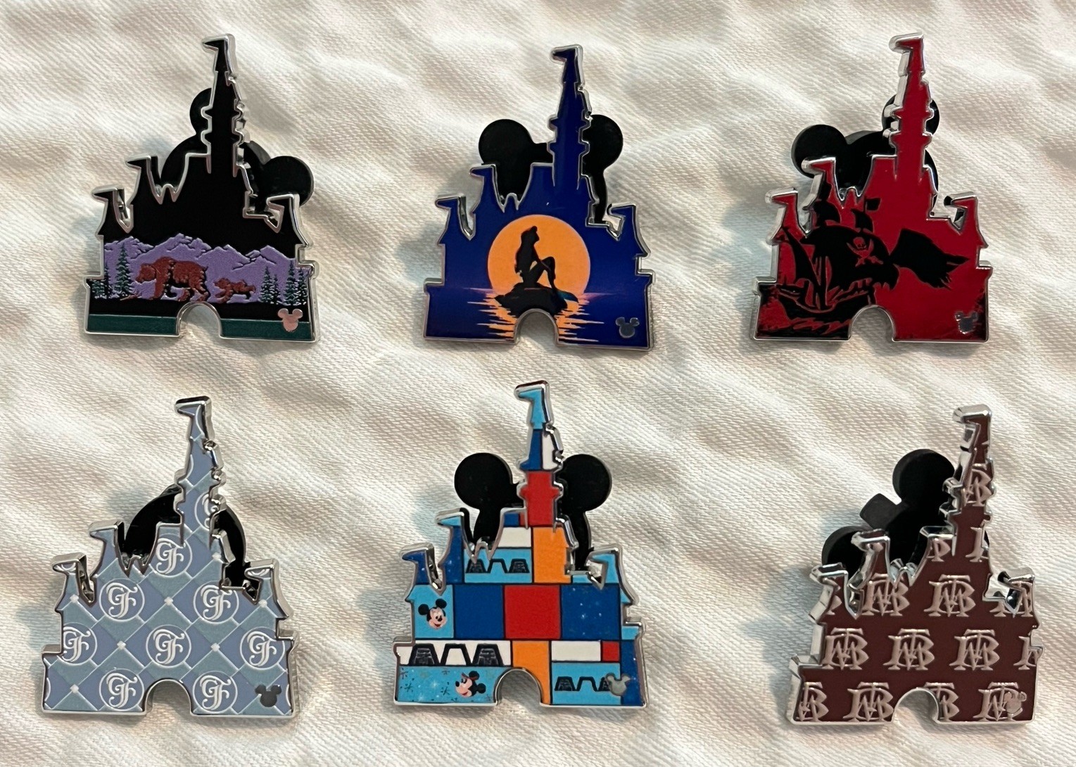 2026 Disney Castle Pins Hidden Mickey Wave A Complete Set Of 6 Pins W Chaser NEW