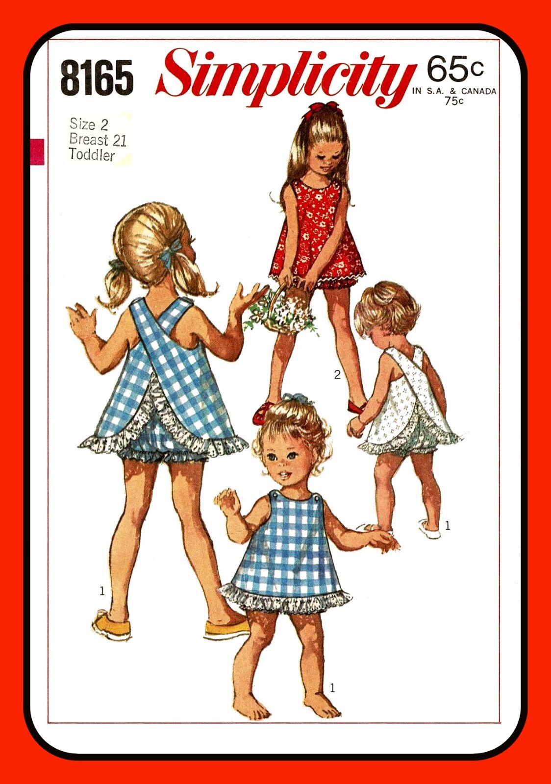 Girls Sleeveless TOP and BLOOMERS Child Simplicity 8165 Vtg 1969 Sewing Pattern