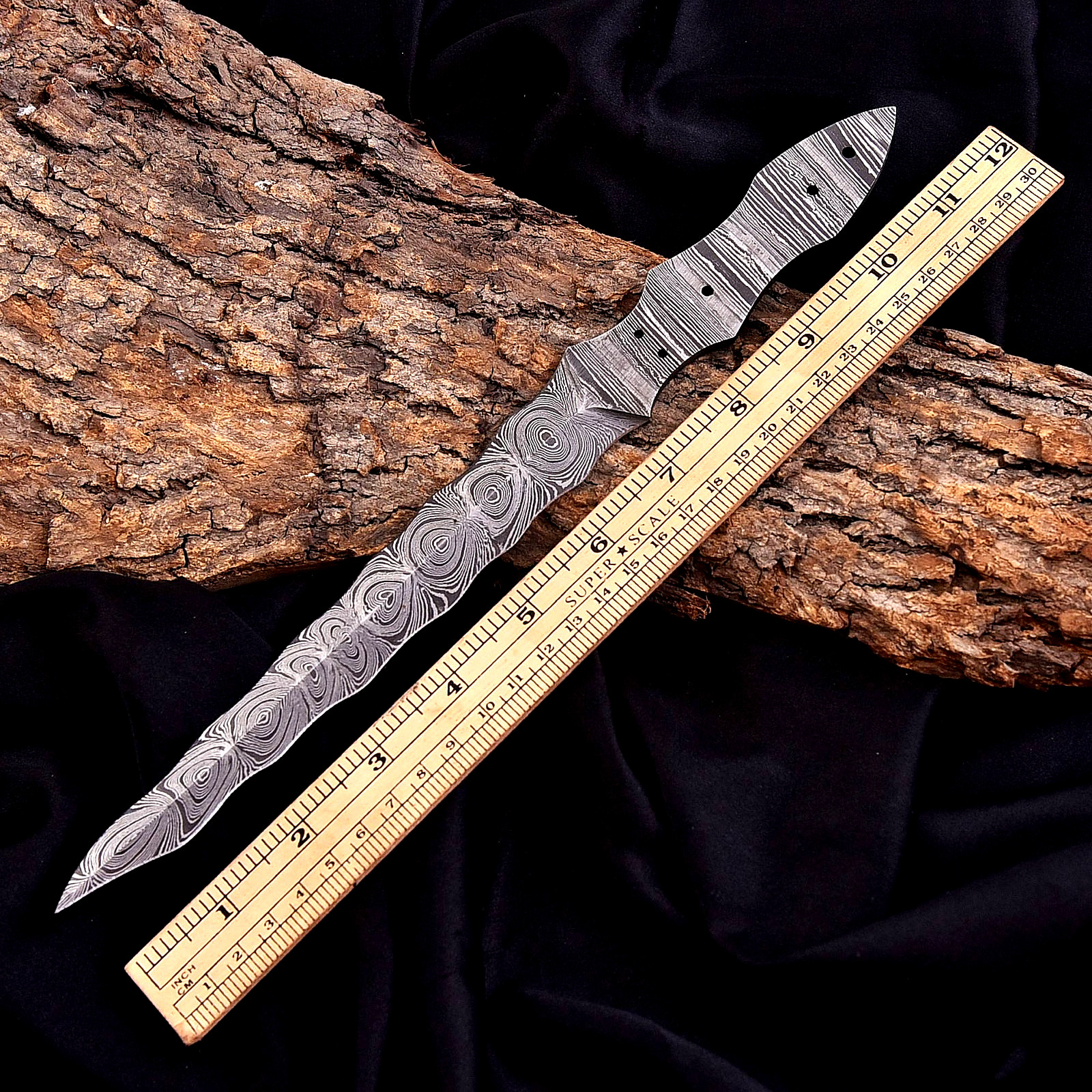 CUSTOM MADE HAND FORGED DAMASCUS STEEL BLANK BLADE TRI DAGGER KNIFE UU 65