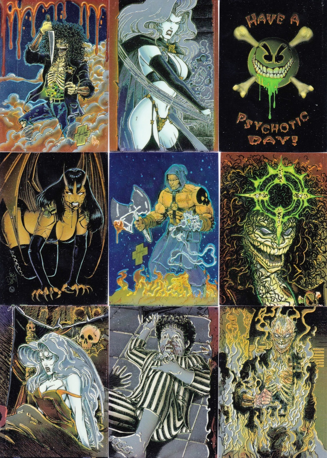 Evil Ernie Series 2 Glow in the Dark 1995 Krome Complete Base Card Set of 100 MC