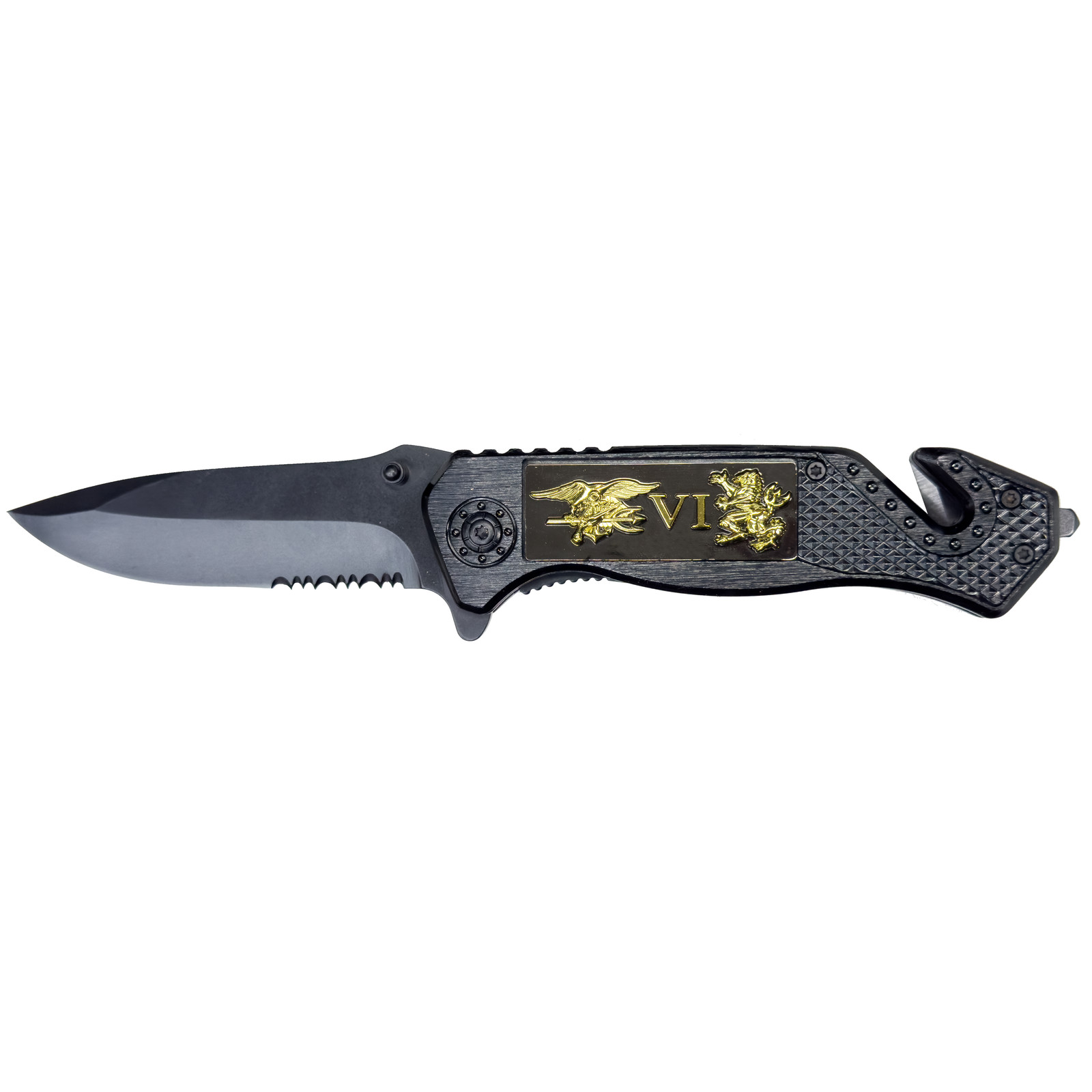 V2 Navy Seal Team 6 Naval Special Warfare Trident Pocket Knife 3-in-1 Rescue too