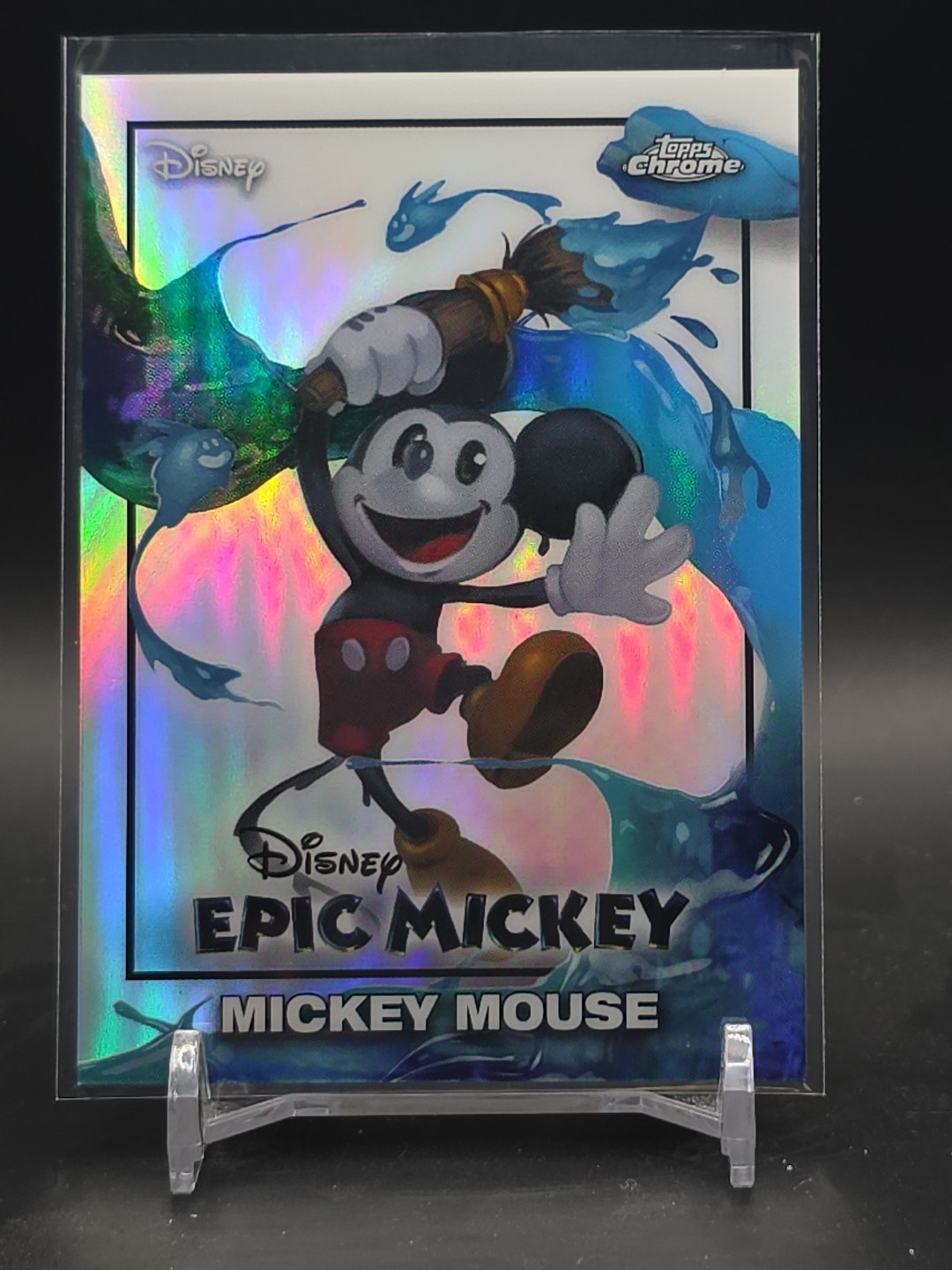 2026 Topps Disney Neon – Mickey Mouse Epic Mickey Chrome #EM-1