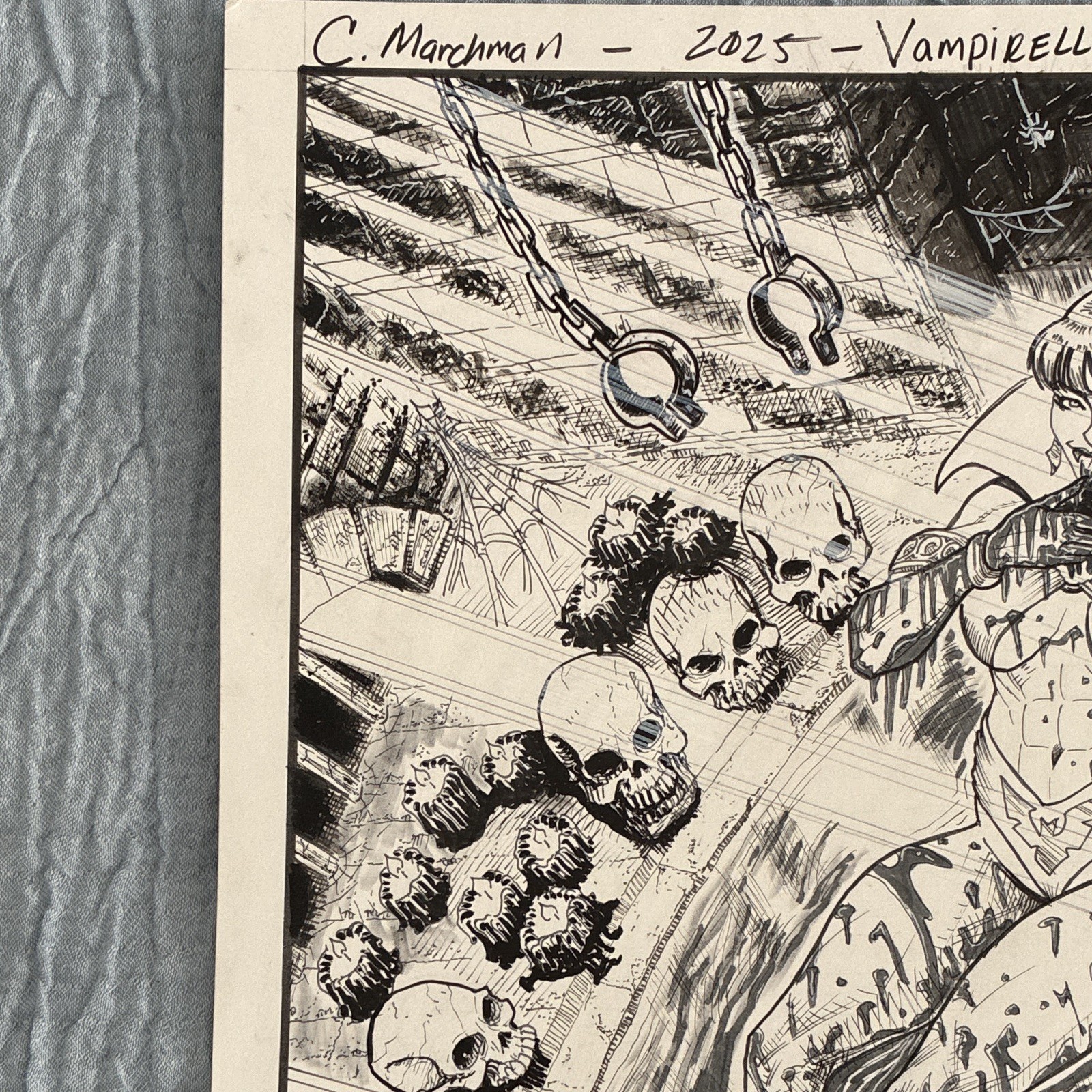 Vampirella #9 Cover Original Comic Art – Signed & Inscribed by C. Marchman