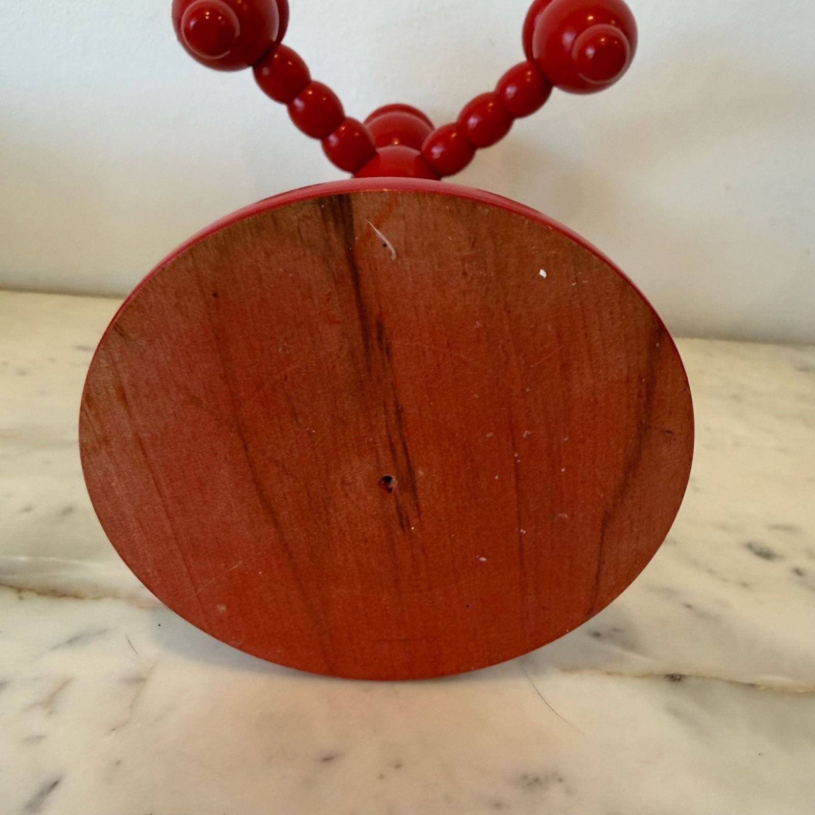 MCM Scandinavian Red Bobbin Candelabra Swedish Folk Art 5 Arm Candle Holder