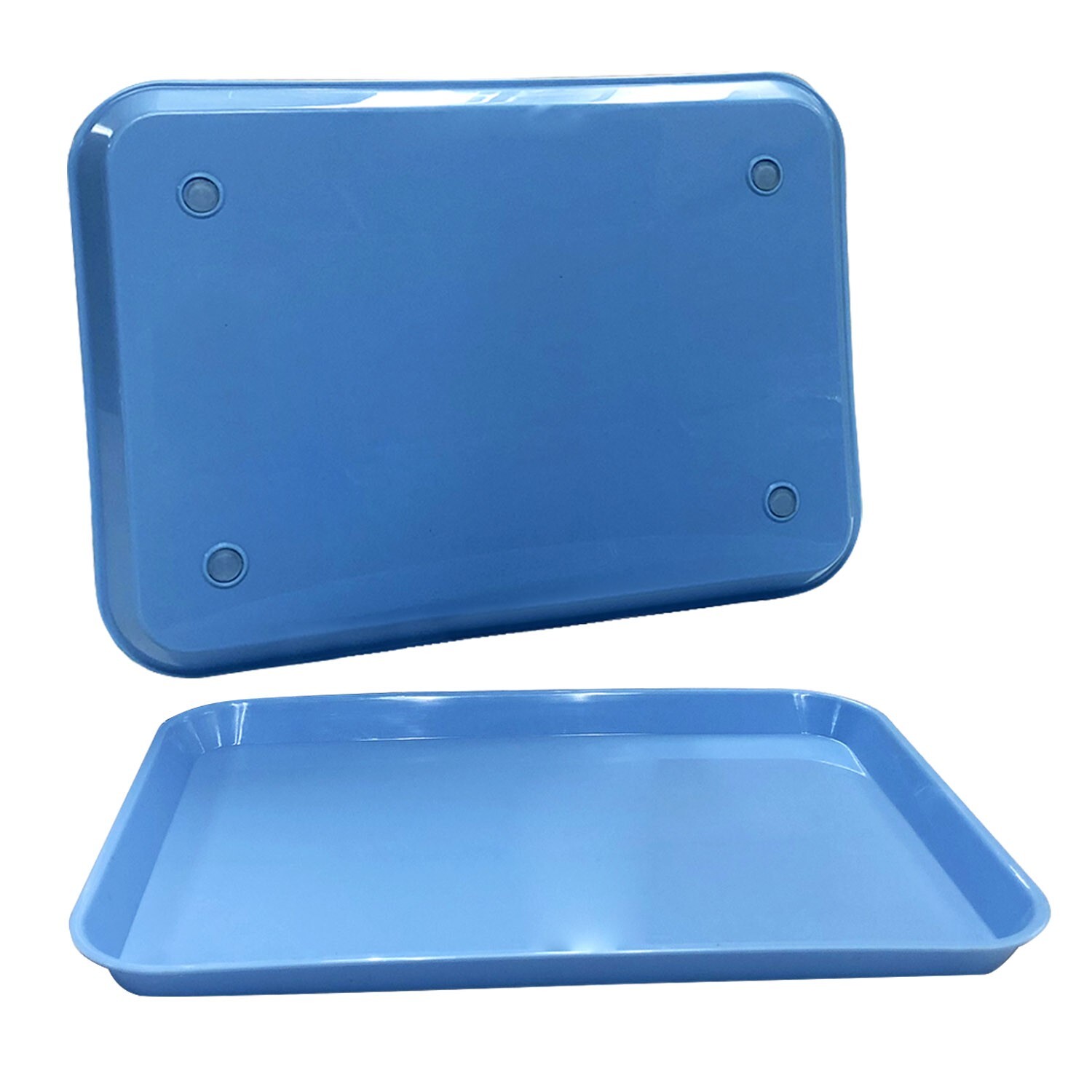 Plastic Eating Food Serving Tray for Cafeteria Lunch Kids, 13.25″ x 9.75″, Blue