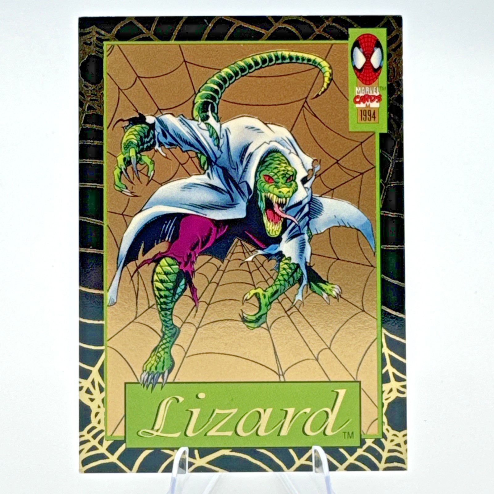 1994 Amazing Spider-Man Lizard #2 Gold Web Insert Card, Wal-Mart Excl