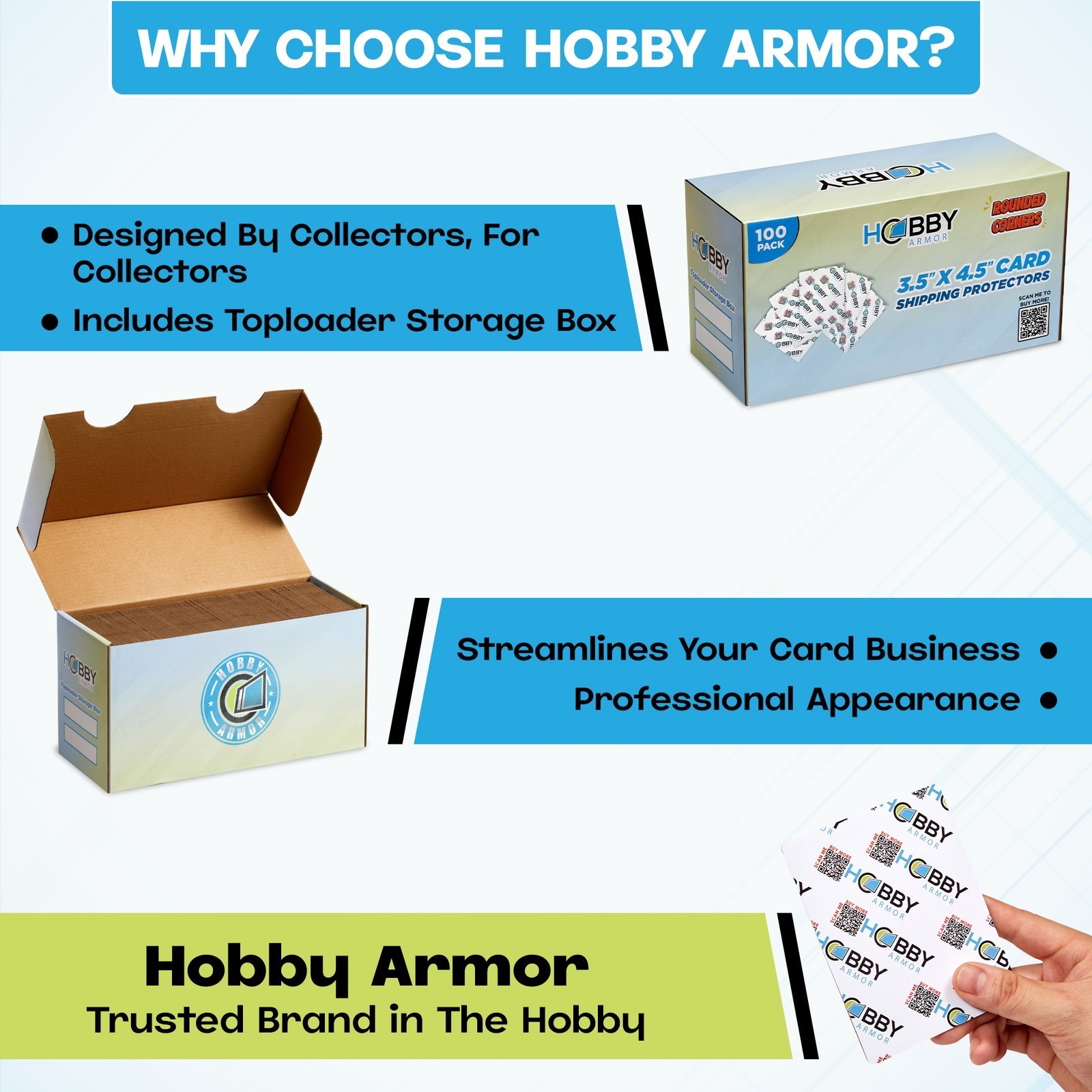 Hobby Armor Cardboard Trading Card Shipping Protectors 3.5″x4.5″ – Multi-Color
