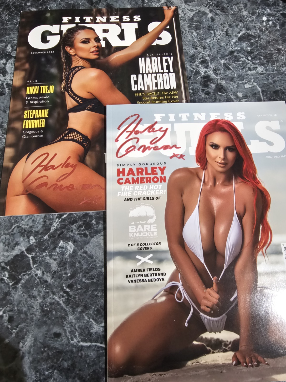 HARLEY CAMERON Signed Fitness Gurls Canada EXCLUSIVE and USA Pair of Magazines