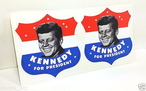 PAIR OF 3 INCH President Kennedy Vintage Style DECALS / Vinyl STICKER