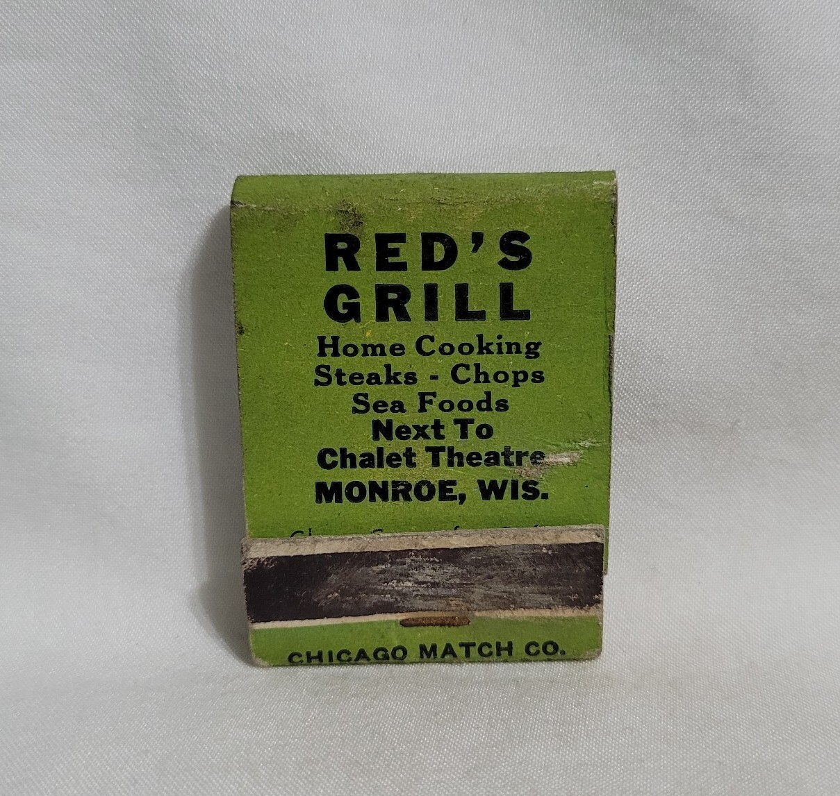 Vintage Matchbook Cover Red’s Grill Restaurant Girl Monroe Wisconsin Advertising