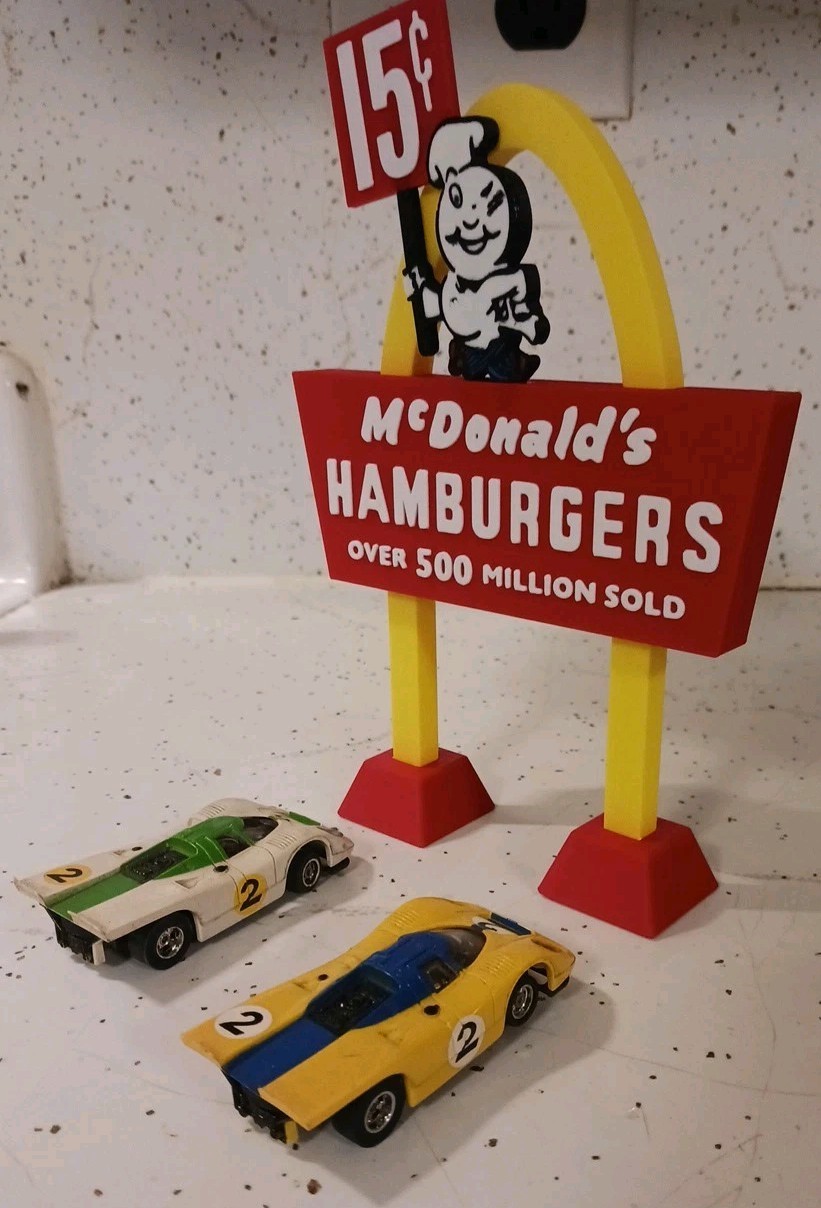 McDonalds *LEFT FACING* „SPEEDEE“ Sign. 3d Print Mini-Replica from the 50s-60s