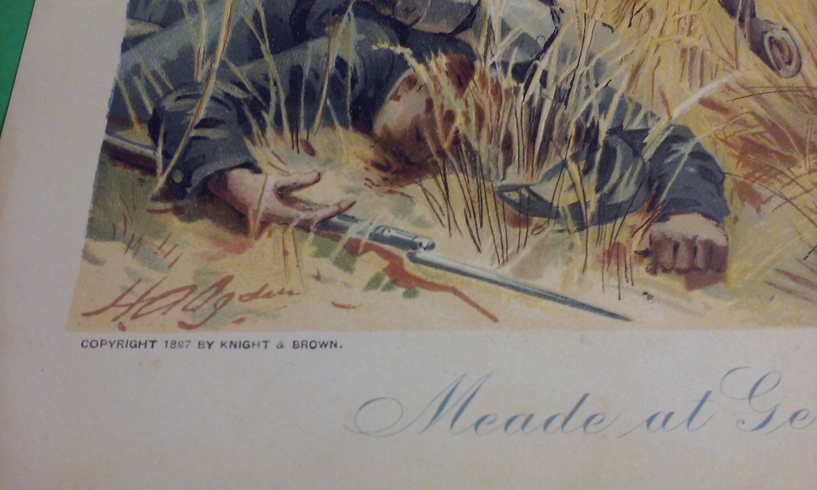 Civil War „Meade At Gettysburg Jul 2, 1863“ by Ogden Color Lithograph Print 1897