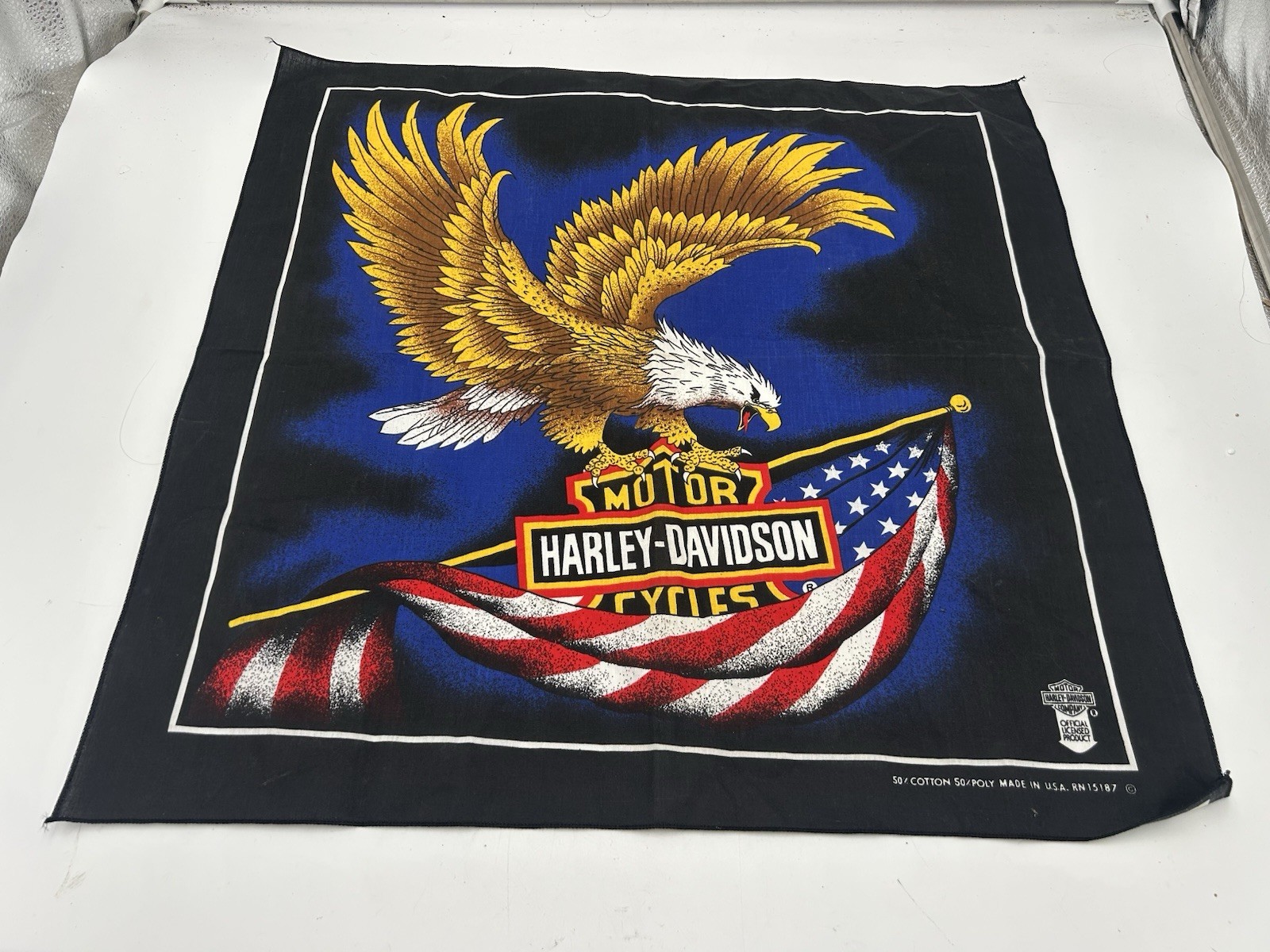 Vintage Harley Davidson Bandana Handkerchief Scarf Made In USA Soaring Eagle USA