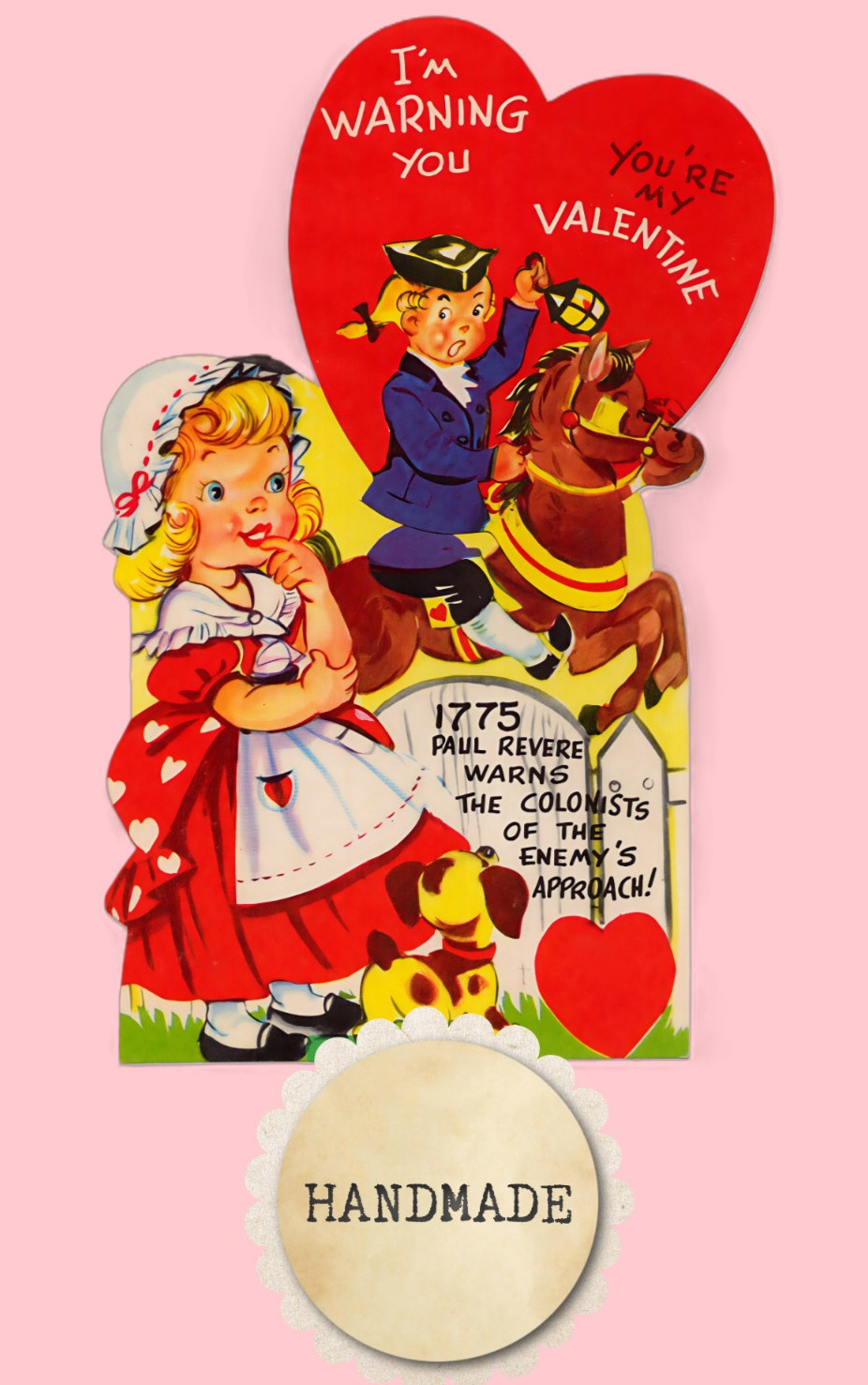 Vintage Style Valentine Card, 1775 Paul Revere/Colonists „I’M WARNING YOU“