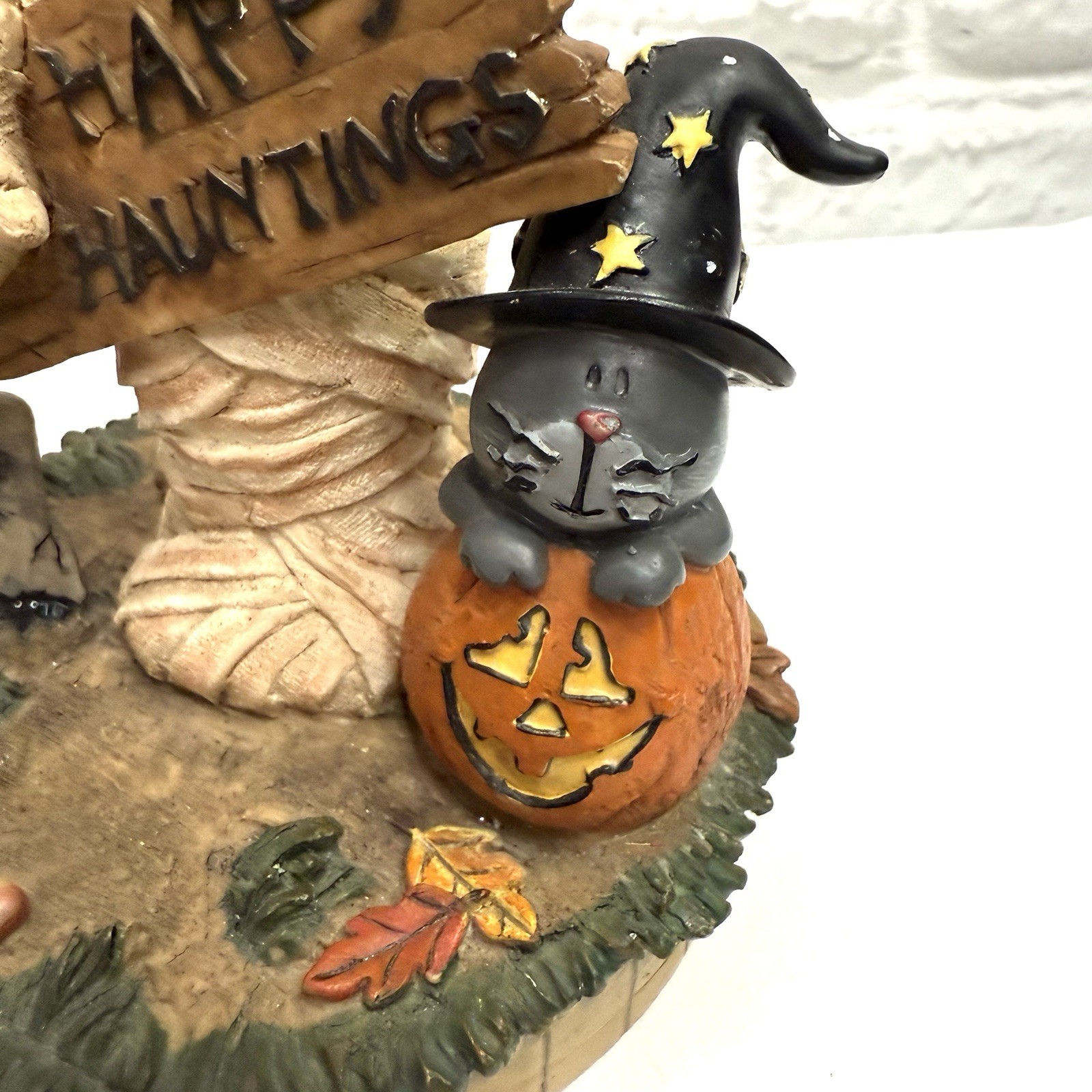 Vtg Ceramic Jack-O-Lantern Pumpkin Halloween Decor Spooky Mummy Cat Haunting