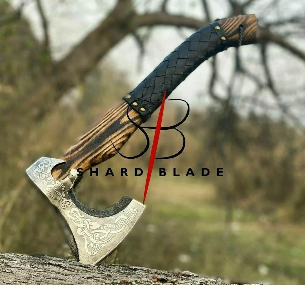 Custom HAND FORGED Carbon Steel VIKING Hatchet Axe Tomahawk Throwing Axe +Sheath