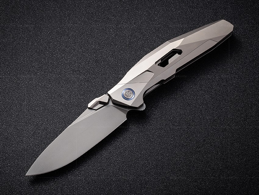 Rike Knife Shadow S or T 3.75″ Bohler M390 Steel Blade Titanium Handle – READ