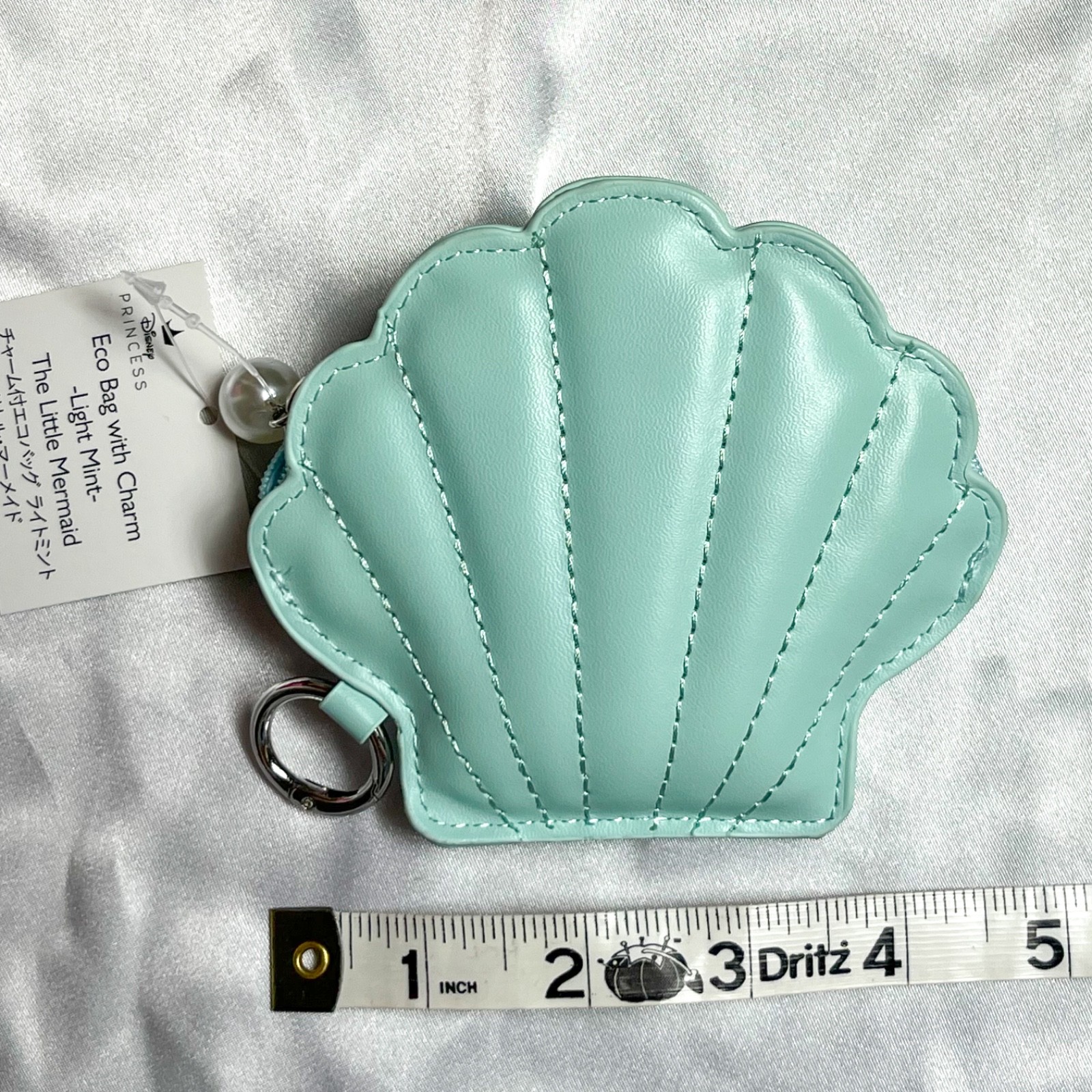 Disney Japan Little Mermaid Shell Mini Purse Keychain Charm Eco Tote Bag Teal