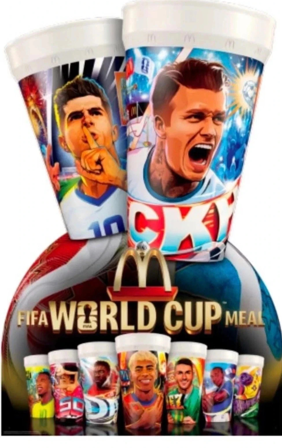 MCDONALDS FIFA WORLD CUP complete set of 9 Cups Opened With Original Wrappers