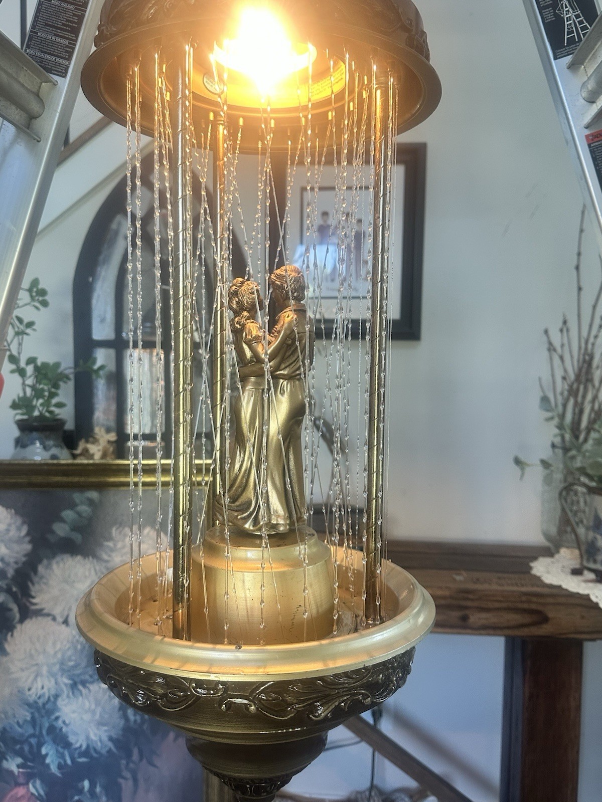 RARE Vintage Oil Rain Lamp: Dancing Couple Creators Inc USA Made 30 inch height