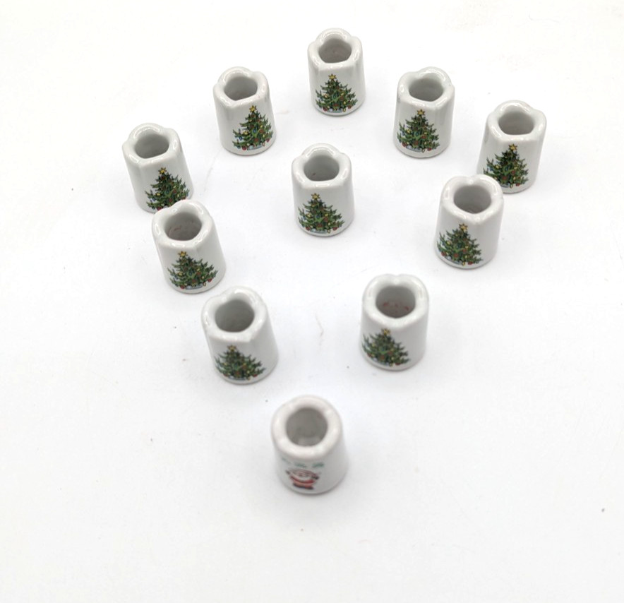 Mini Tiny Taper Christmas Candle Holders Tree Lot 11 Ceramic Germany Vtg