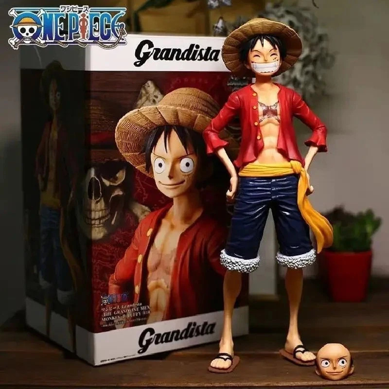 One Piece Luffy 28cm Anime Figure 3 Face Change Action Doll Toy No Box