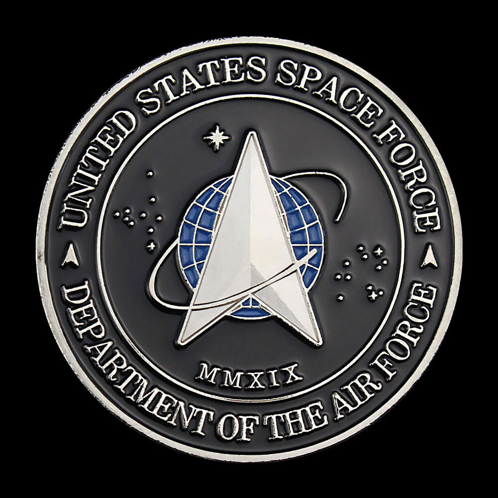 United States Space Force Logo Silver Plated Challenge USA Command Military Coin