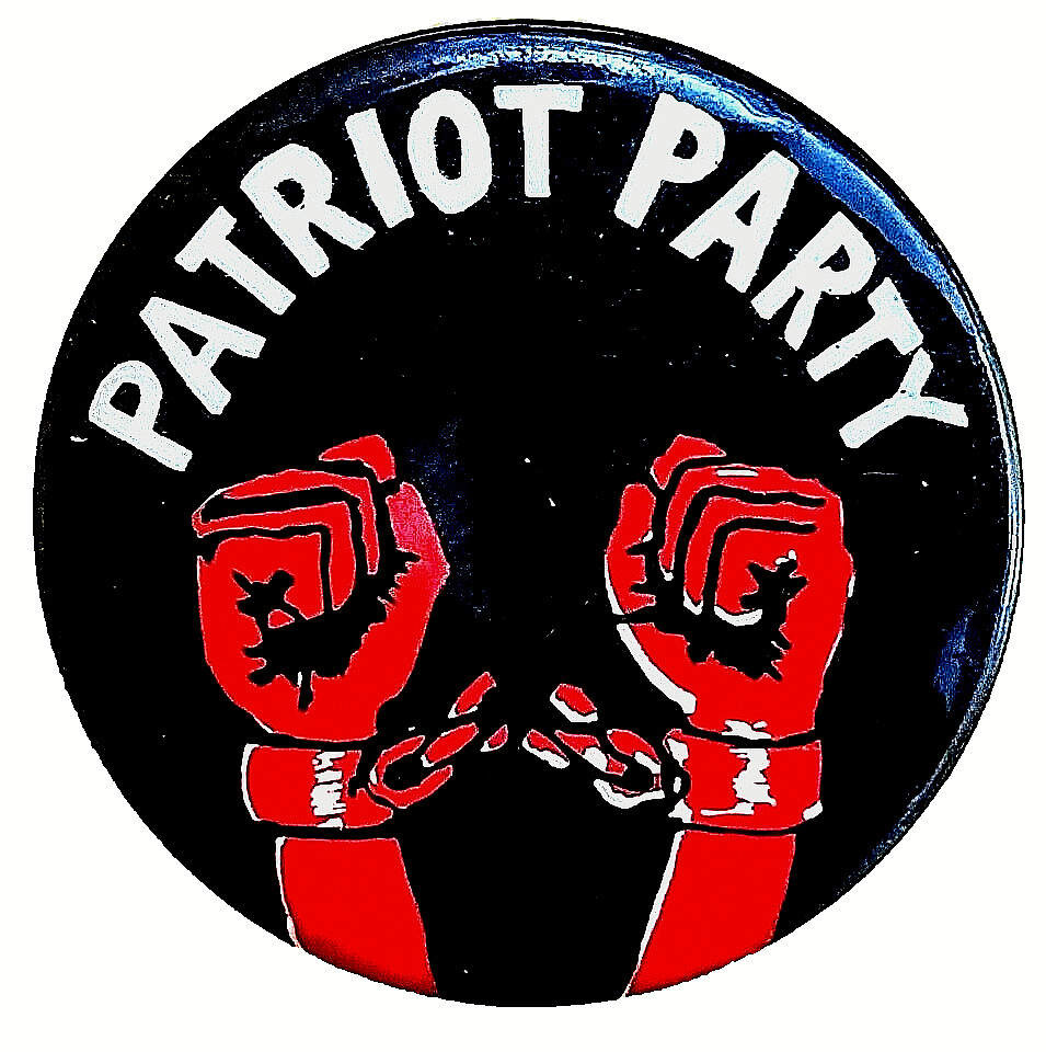 PATRIOT PARTY – 1969 Rainbow Coalition, Black Panthers, Socialist Party pinback