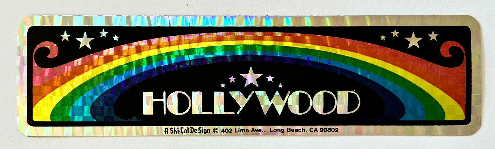 1970s Hollywood Rainbow Vintage Bumper Sticker Stars Retro Hippie California CA