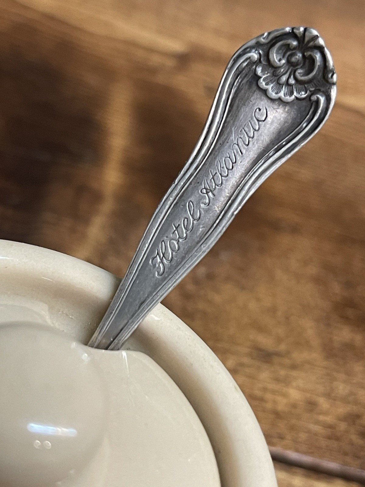 Vintage Shenango Inca Restaurant Ware Mustard Jar Jam Hotel Atlantic Spoon