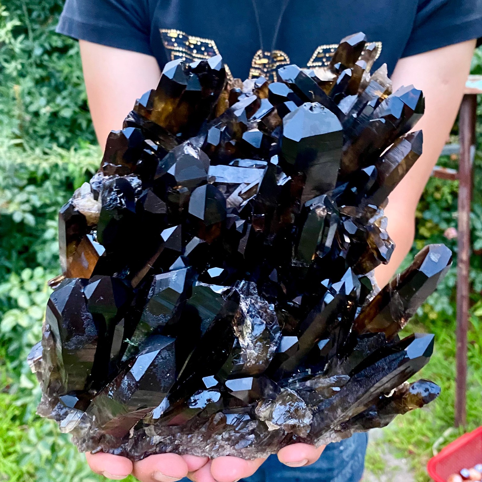 7.3LB Natural Tea black Crystal quartz Cluster Mineral Specimen Healing reiki