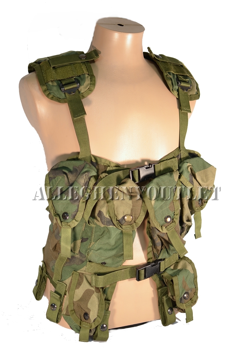 USGI Military Tactical LOAD BEARING VEST LBV Woodland Camo Vietnam Era VGC