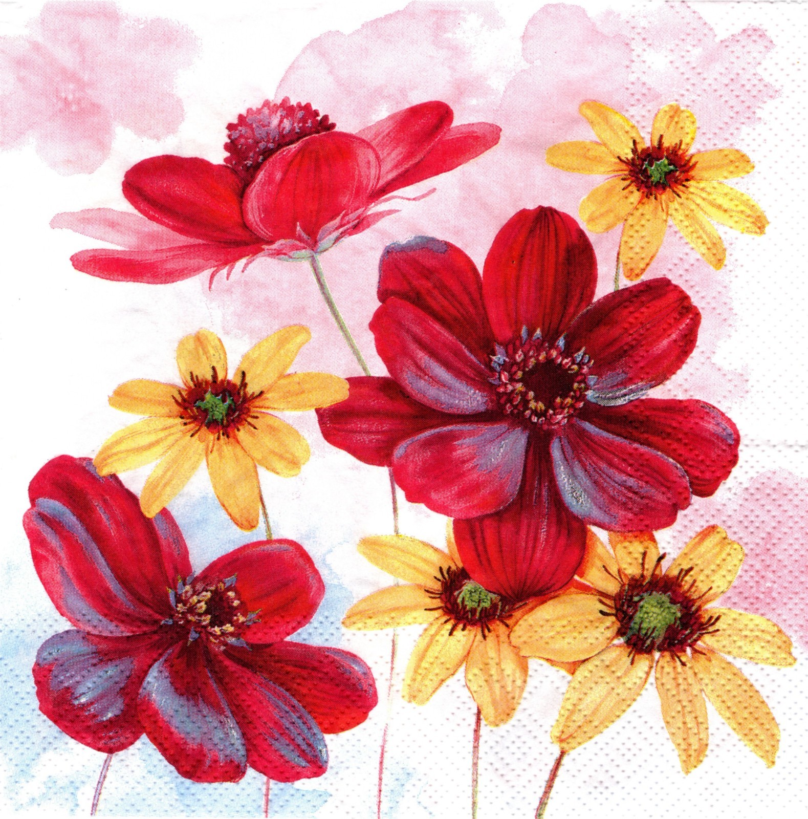 (2) Two Paper Lunch Napkins for Decoupage/Mixed Media – Chocolate Flowers floral