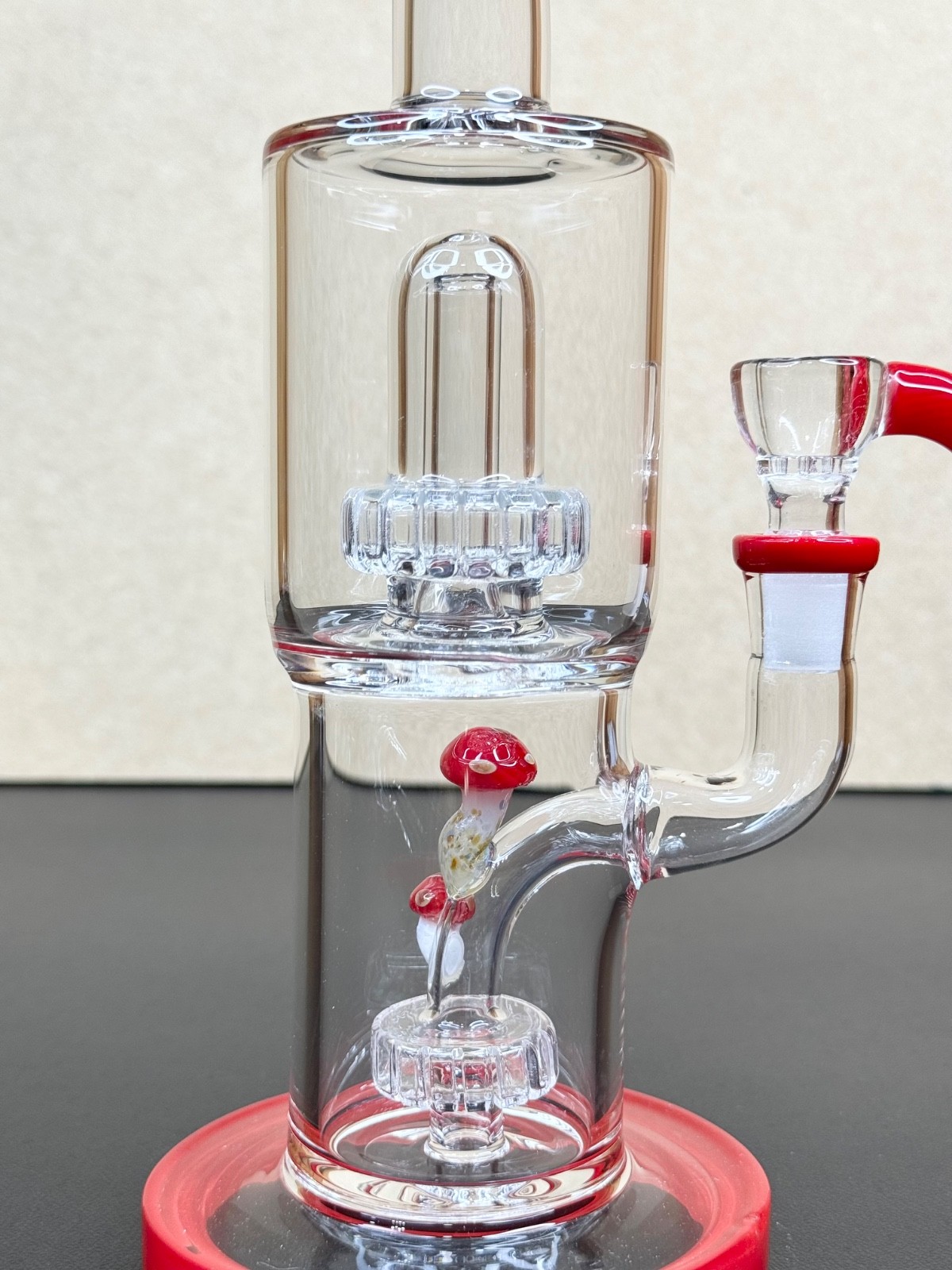 12” Double Chamber Glass Bong – Red Thick Water Pipe Hookah w/ 14mm Bowl