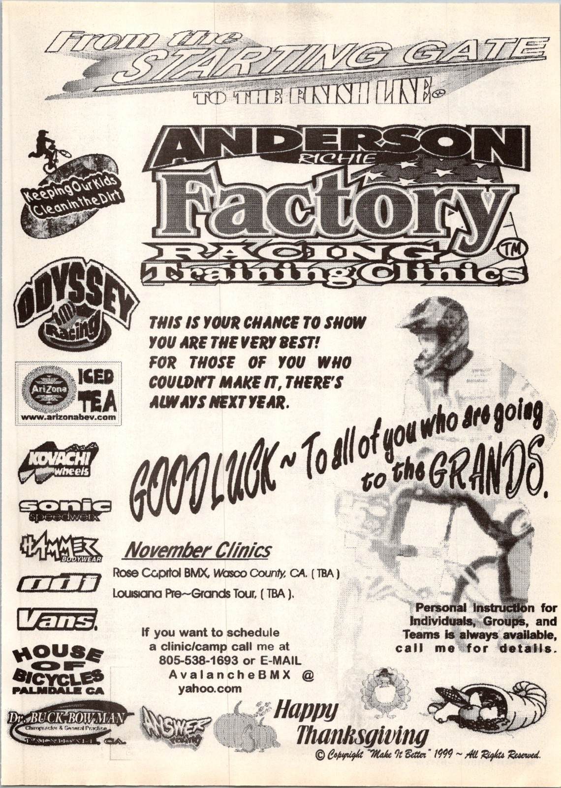 1999 • ANDERSON RICHIE Factory Racing Print Ad • 1990’s BMX Bike FA.40