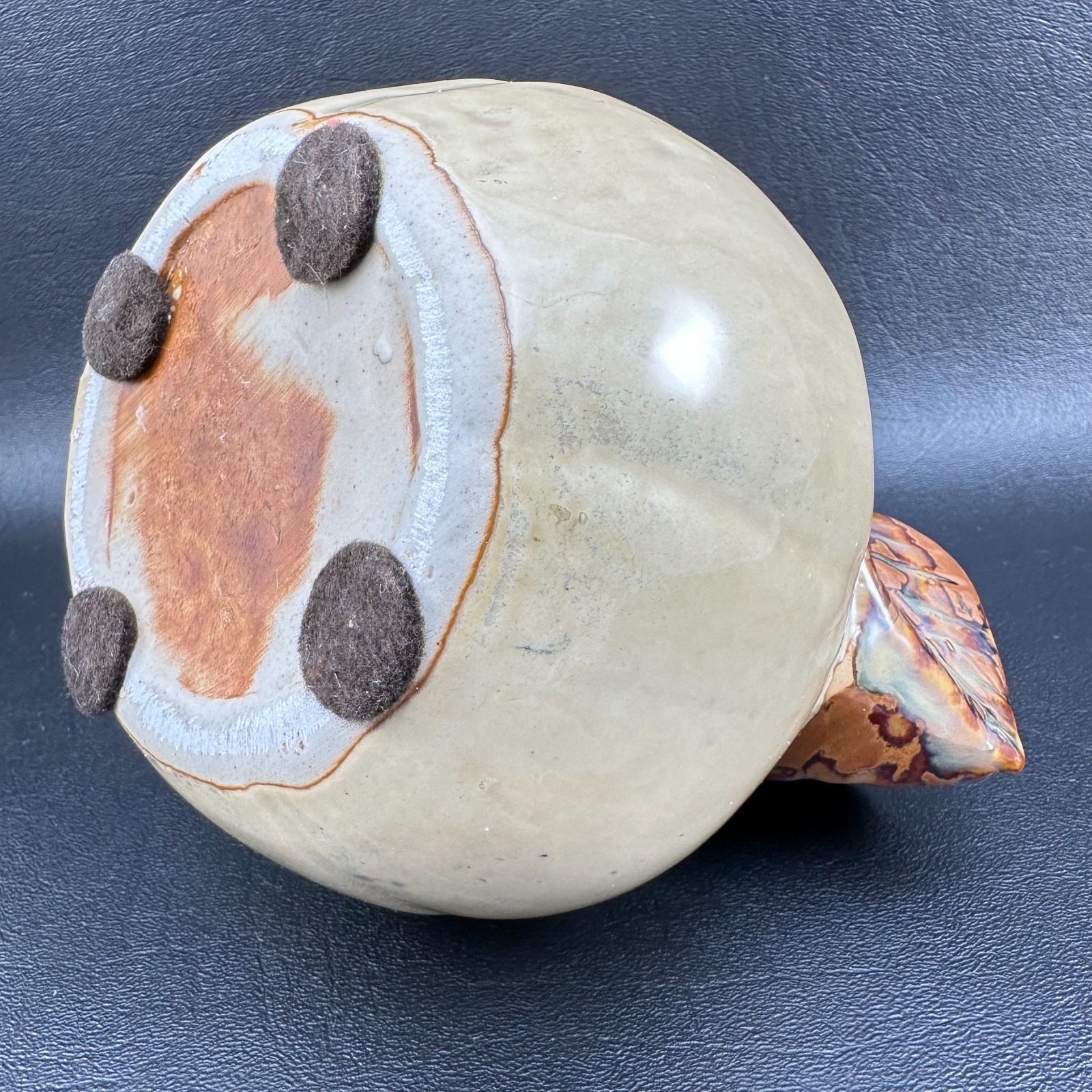 Gourd Pumpkin Pitcher Pottery Leaf Spout Rustic Famhouse Browns Autumn Fall 6.5″
