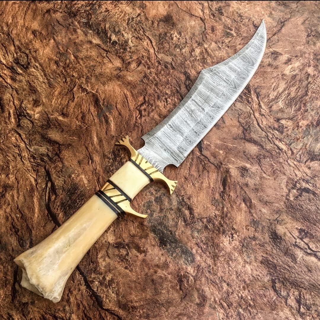 Custom Handmade Damascus Steel 15 Inches Bowie Knife – Hunting Knife Bone Knife.