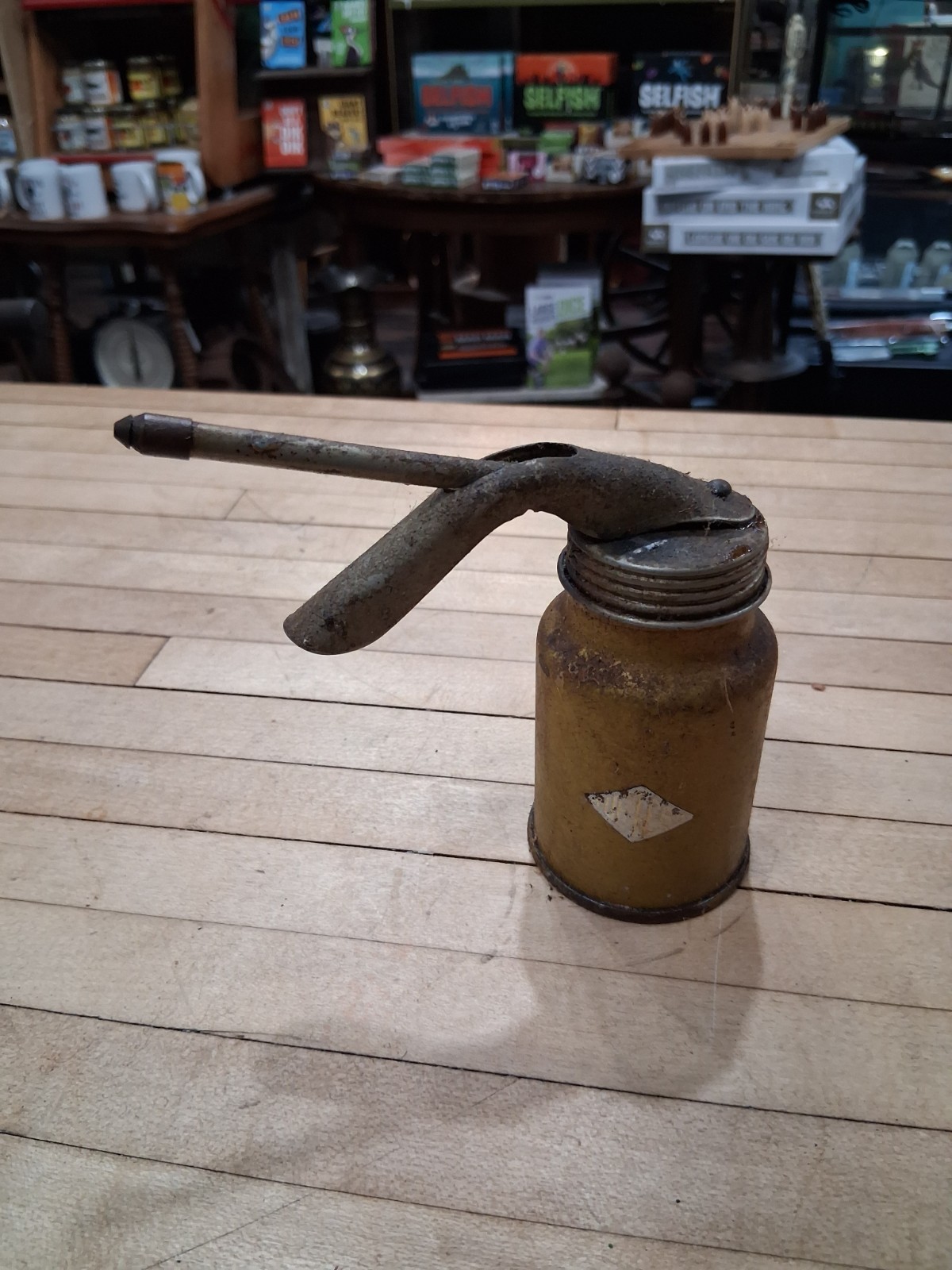 Vintage Metal Pump Oiler with Curved Spout