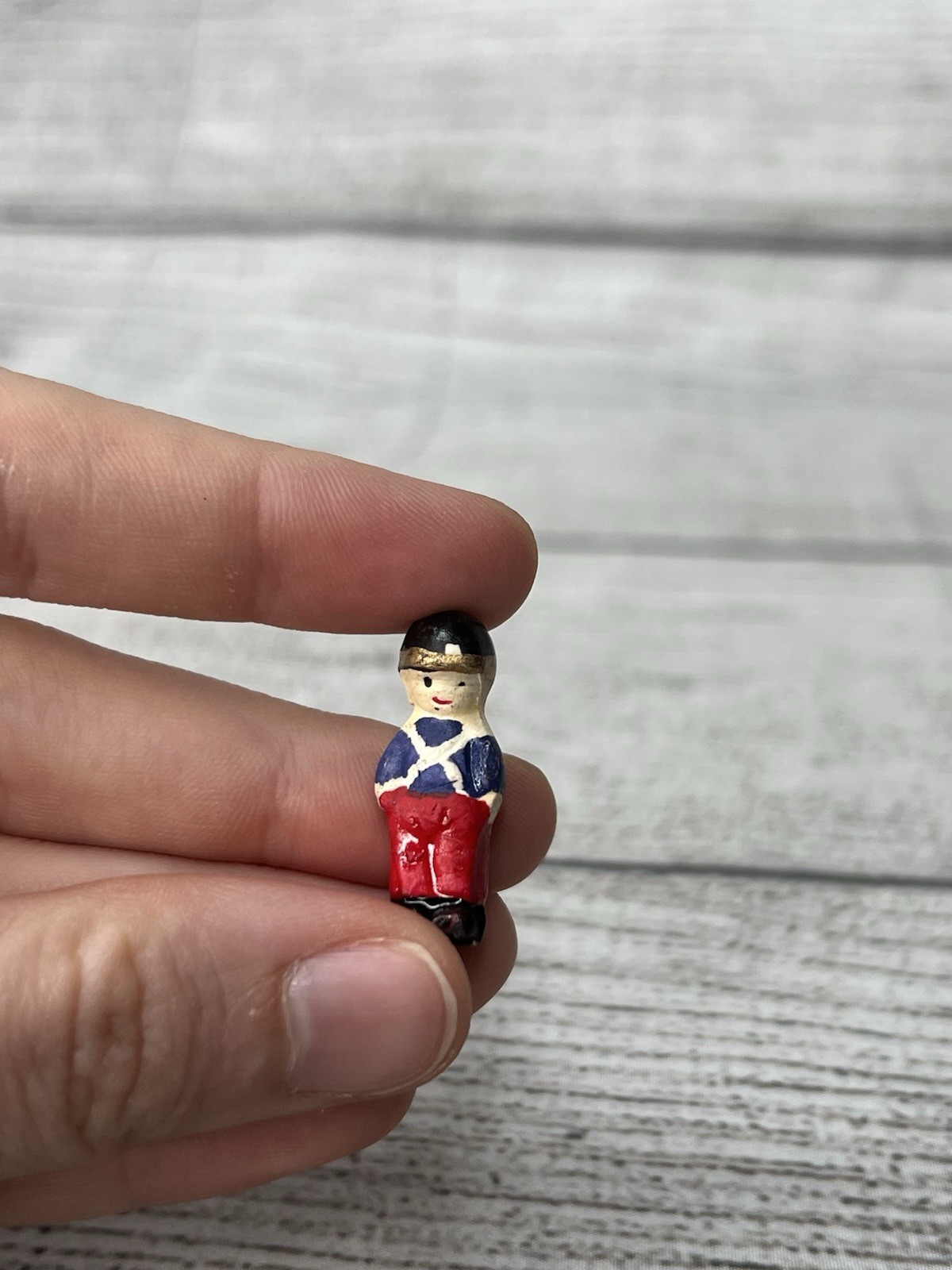 VTG PHB Style Candy Cane Porcelain Hinged Trinket Box W/ Toy Soldier Trinket